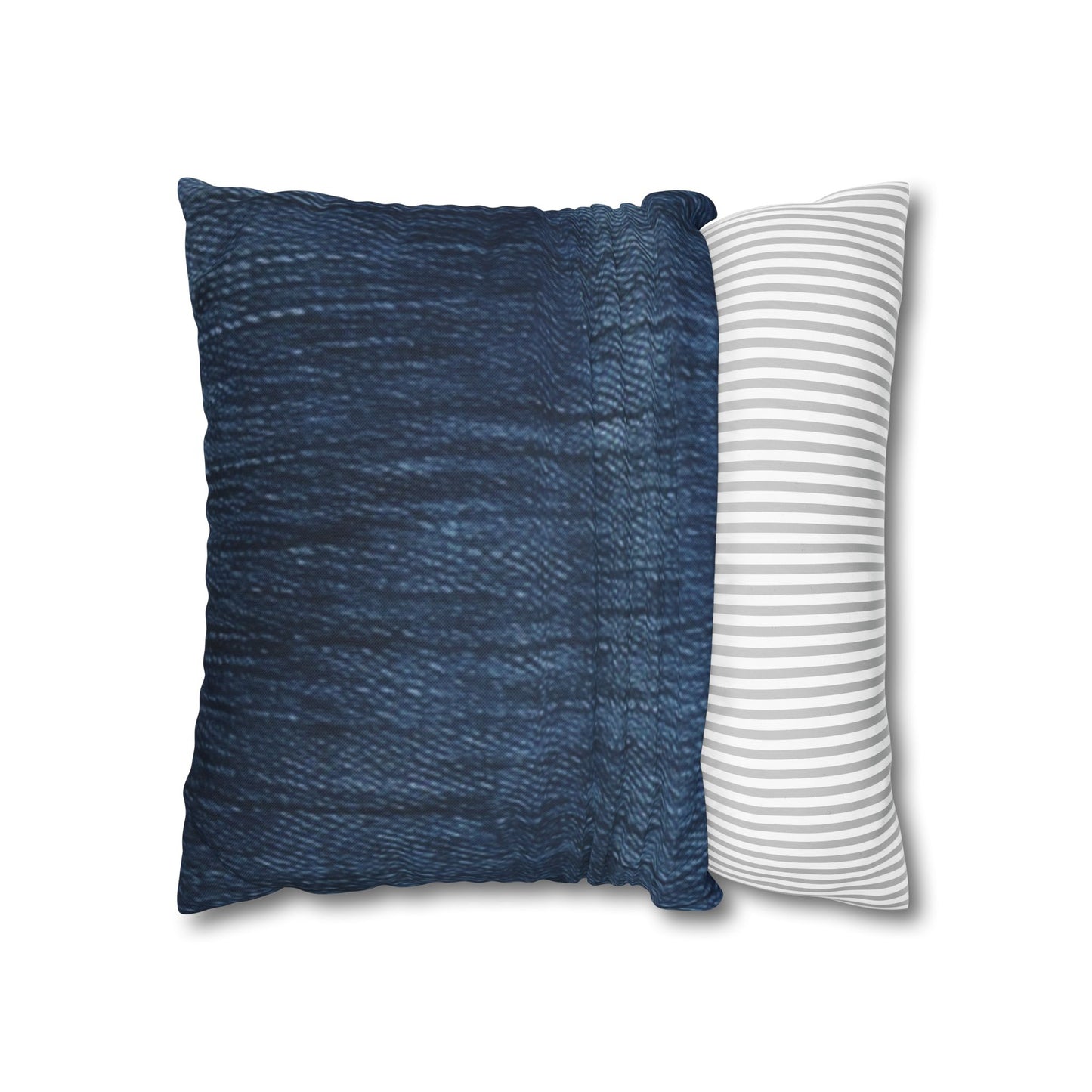 Indigo Splash: Washed Denim Reverie in Deep Blue - Spun Polyester Square Pillow Case