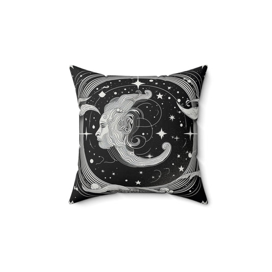 Aquarius Zodiac, Air Element, Spun Polyester Square Pillow