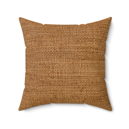 Brown Light Chocolate: Denim-Inspired Elegant Fabric - Spun Polyester Square Pillow