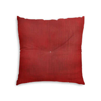 Juicy Red Berry Blast: Denim Fabric Inspired Design - Tufted Floor Pillow, Square