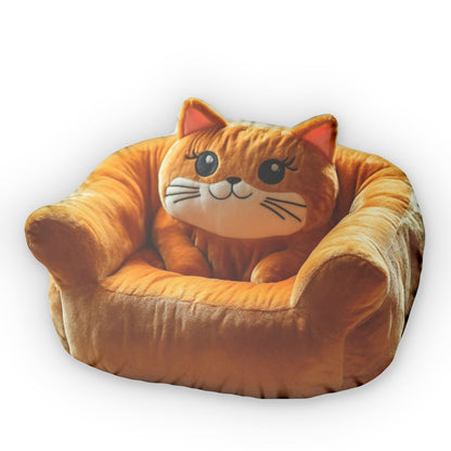 Cat Couch Cushion, Stuffed Animal Kitten, Plush Shaped Pillow