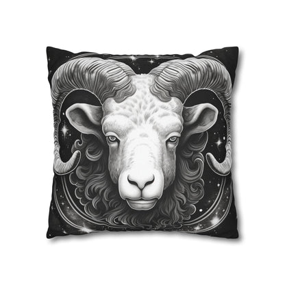 Aries Zodiac Sign Spun Polyester Square Pillow Case, Double Sided Print