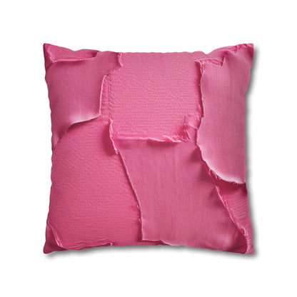 Distressed Neon Pink: Edgy, Ripped Denim-Inspired Doll Fabric - Spun Polyester Square Pillow Case