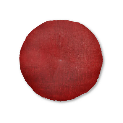 Juicy Red Berry Blast: Denim Fabric Inspired Design - Tufted Floor Pillow, Round