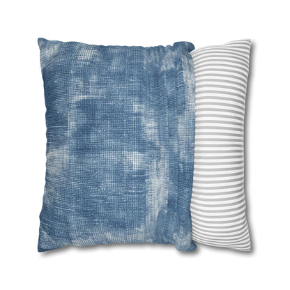 Faded Blue Washed-Out: Denim-Inspired, Style Fabric - Spun Polyester Square Pillow Case