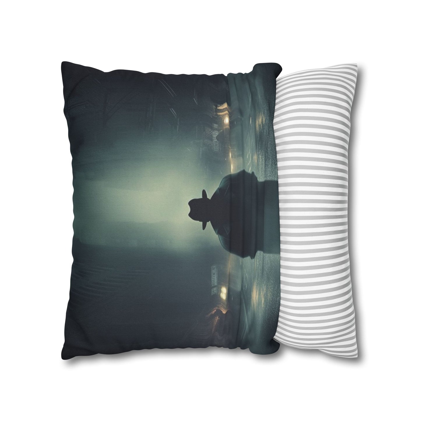 Mystery Detective Alley - Noir Book Cover Artwork Spun Polyester Square Pillow Case