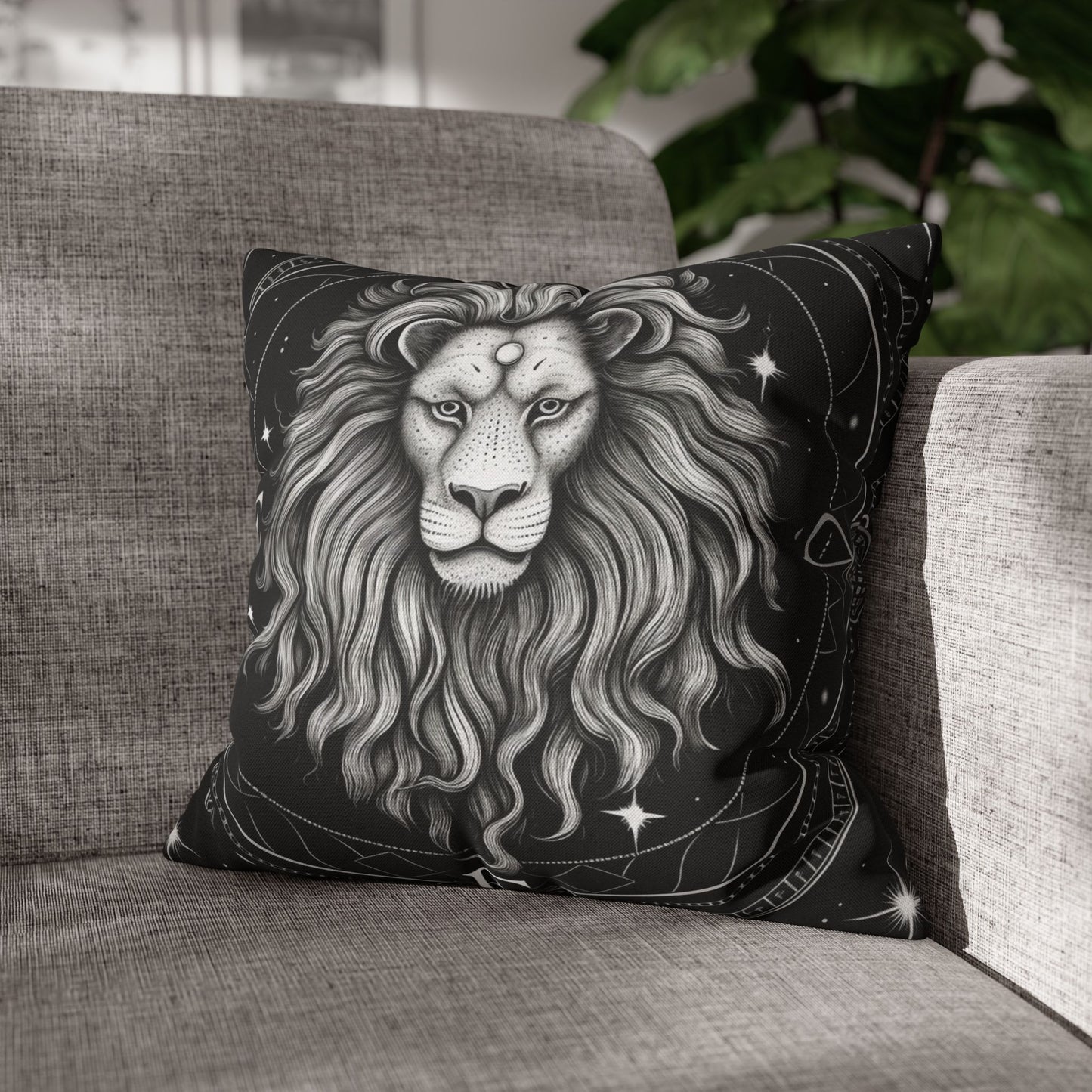 Leo Zodiac Sign Spun Polyester Square Pillow Case, Double Sided Print