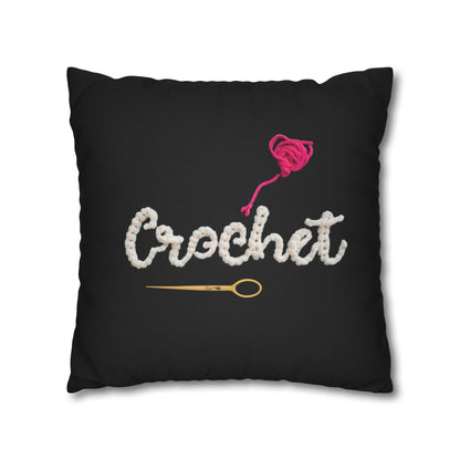 Crochet Love Gift - Heartfelt Fabric Fashion Collector Style - Spun Polyester Square Pillow Case