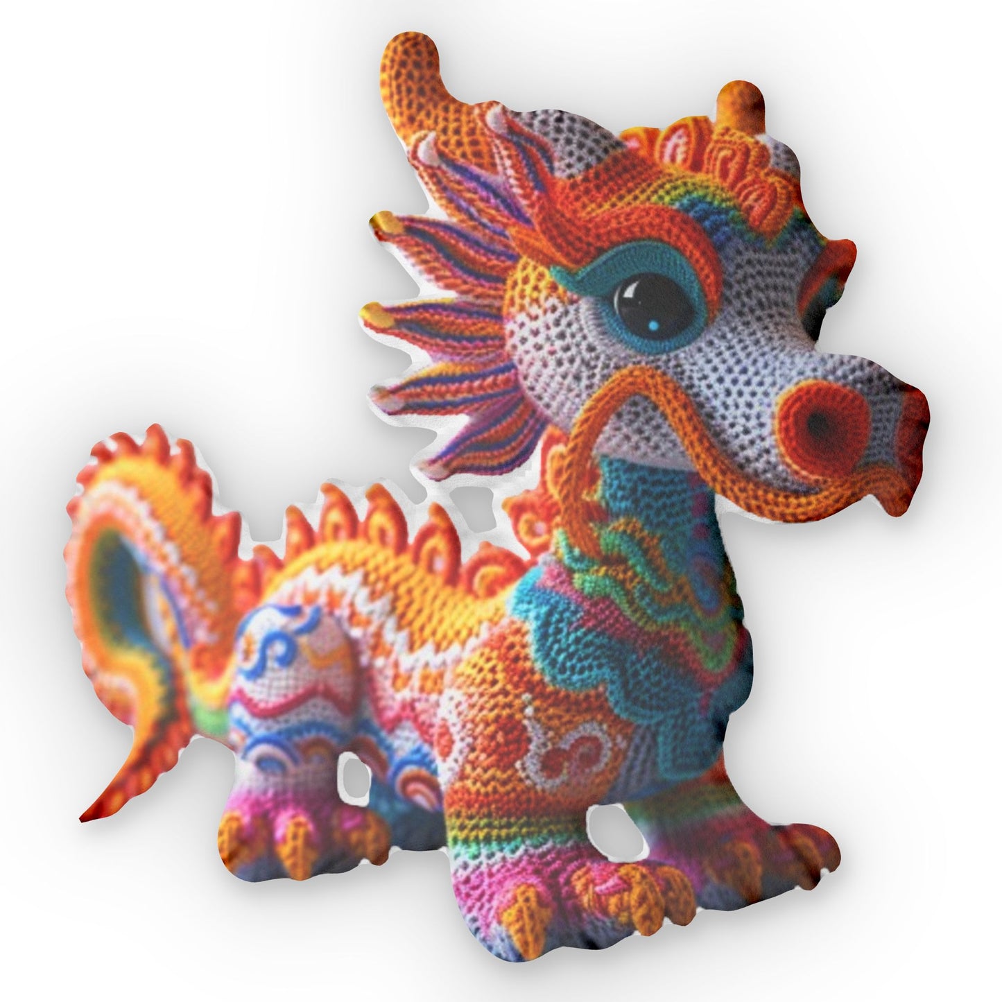 Oriental Chinese Dragon Shaped Pillow, Crochet Plush Gift