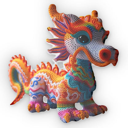 Oriental Chinese Dragon Shaped Pillow, Crochet Plush Gift