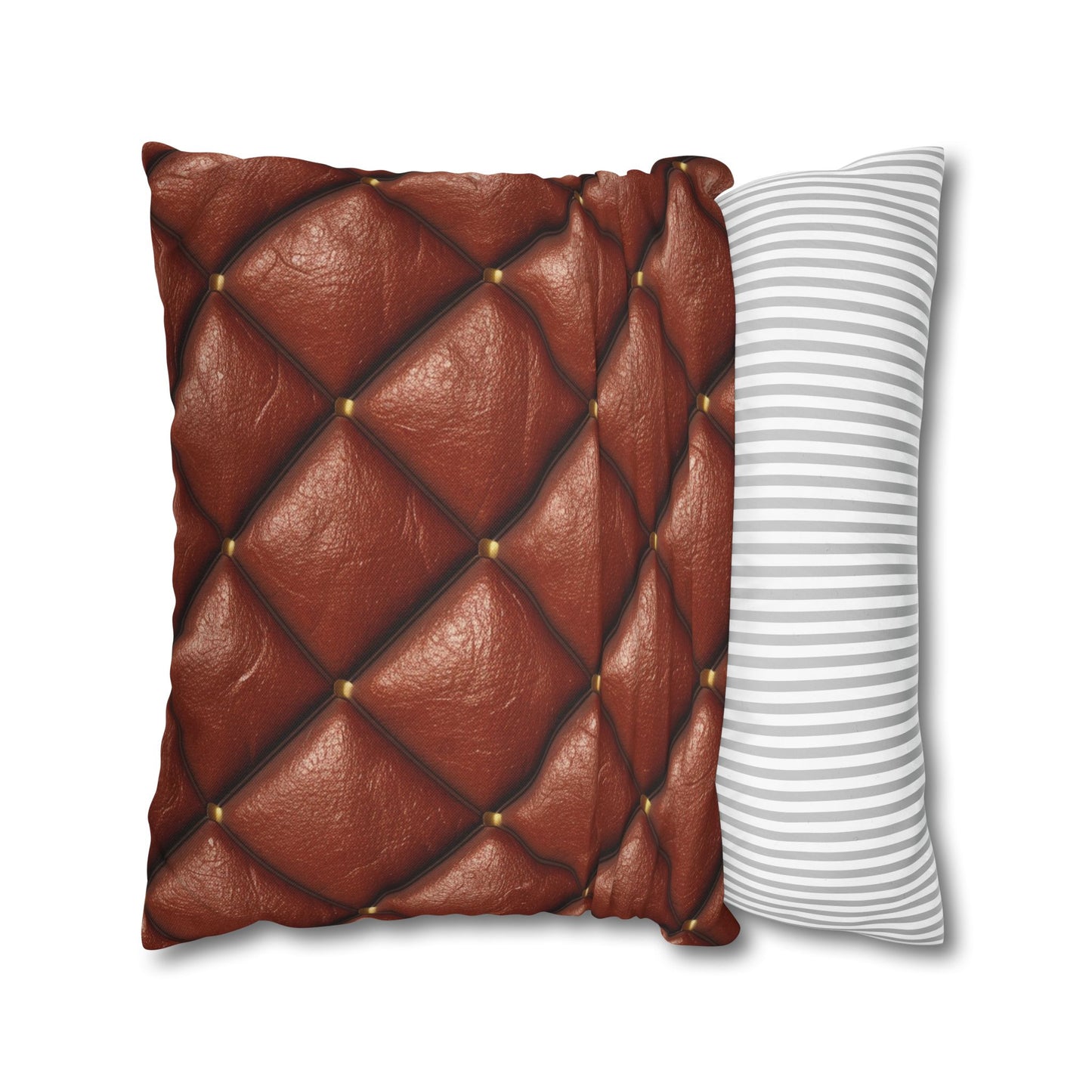 Brown Leather Cognac Pattern Rugged Durable Design Style - Spun Polyester Square Pillow Case