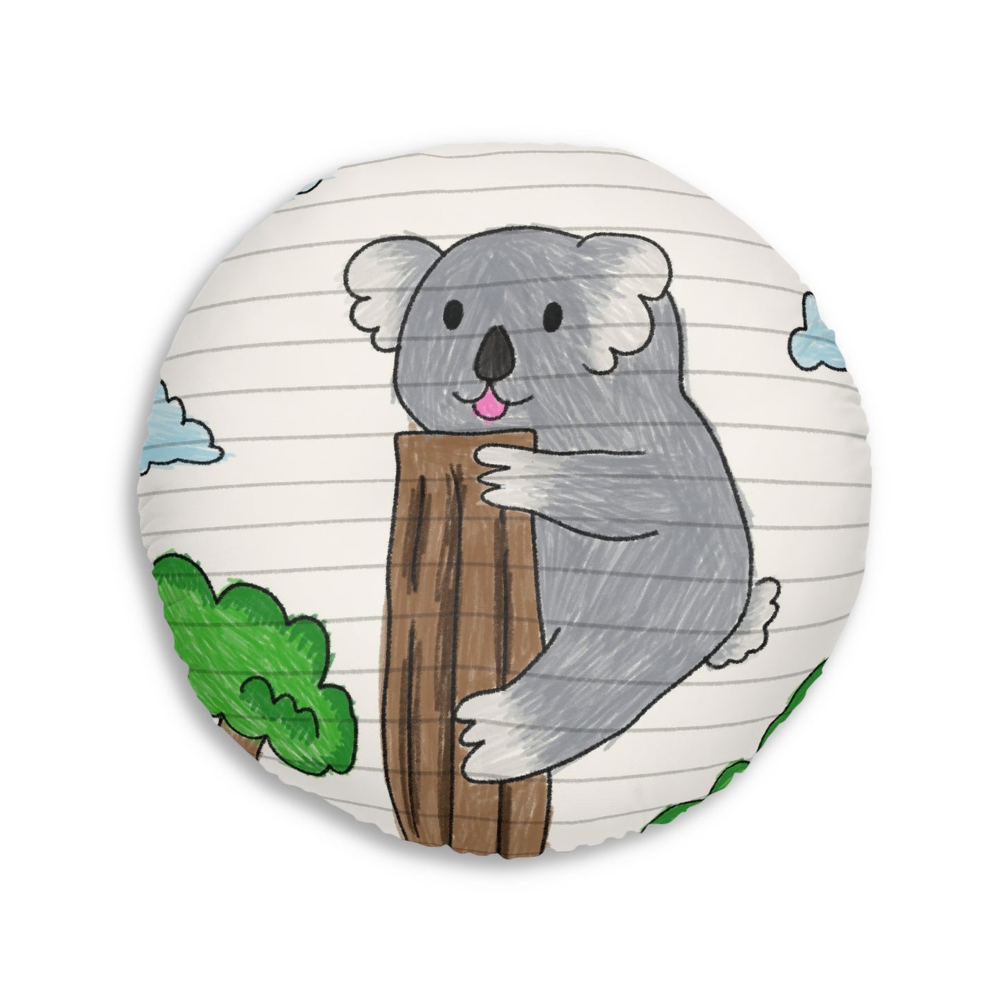 Koala Bear Animal Tree Climber Tufted Floor Pillow, Round