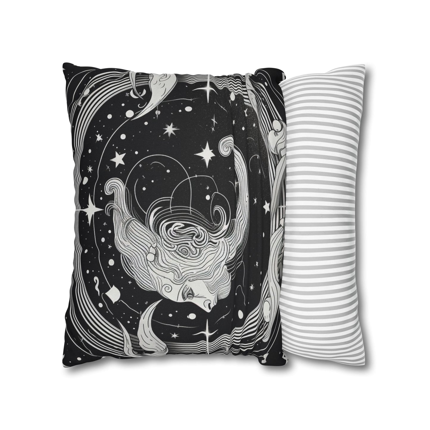 Aquarius Sign Spun Polyester Square Pillow Case, Double Sided Print