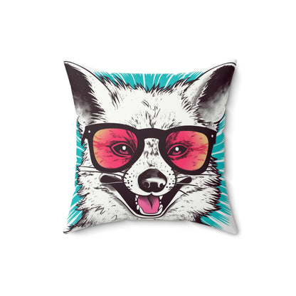 Happy Opossum Retro Cartoon Spun Polyester Square Pillow