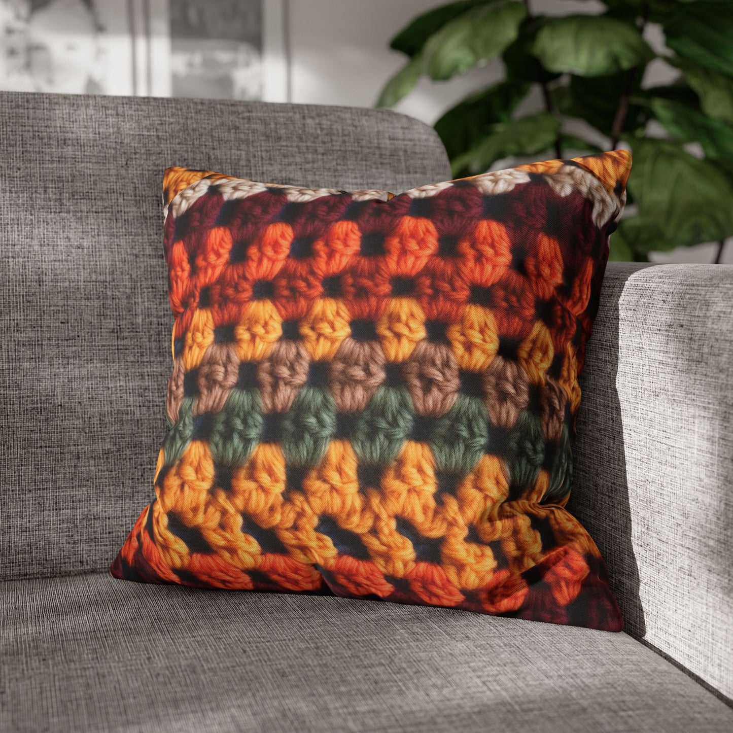 Crochet Thanksgiving Fall: Classic Fashion Colors for Seasonal Look - Spun Polyester Square Pillow Case