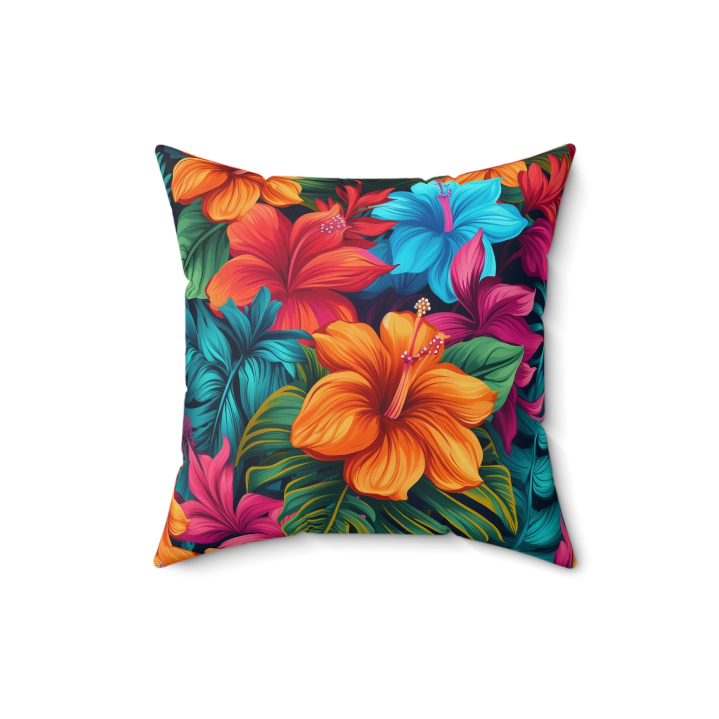 Hawaiian-Inspired Tropical Floral Pattern Design Spun Polyester Square Pillow