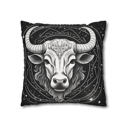 Taurus Sign Spun Polyester Square Pillow Case, Indoor, Double Sided