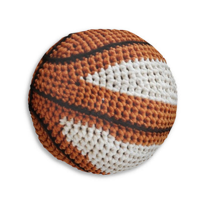 Home Basketball Shaped Hooked Pillow - Assembled and Shipped From USA - Tufted Floor Pillow, Round