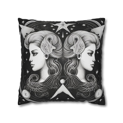 Gemini Zodiac Polyester Square Pillow Case, Indoor, Double Sided Print