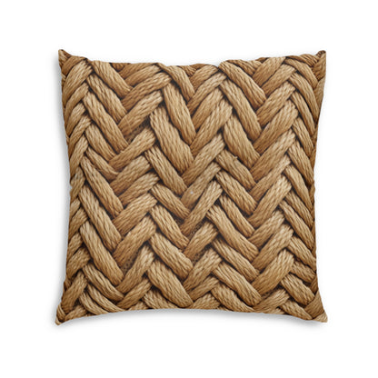 Jute Herringbone Chunky - Tufted Floor Pillow, Square