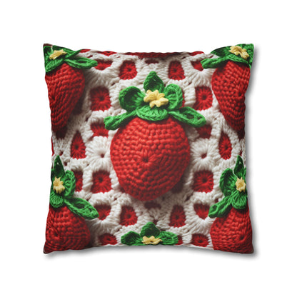 Strawberry Crochet Pattern - Amigurumi Strawberries - Fruit Design for Home and Gifts - Spun Polyester Square Pillow Case