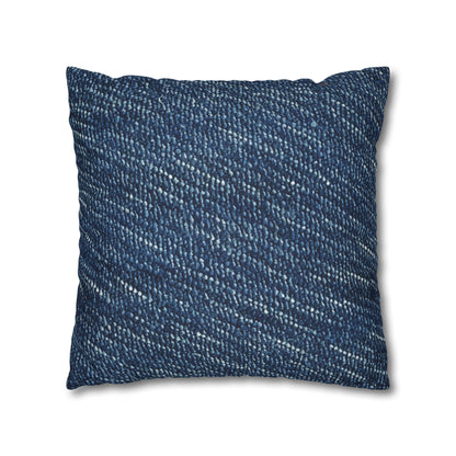 Denim-Inspired Design - Distinct Textured Fabric Pattern - Spun Polyester Square Pillow Case