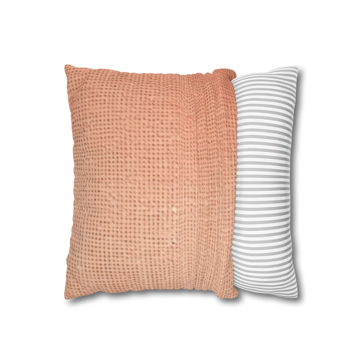 Soft Pink-Orange Peach: Denim-Inspired, Lush Fabric - Spun Polyester Square Pillow Case