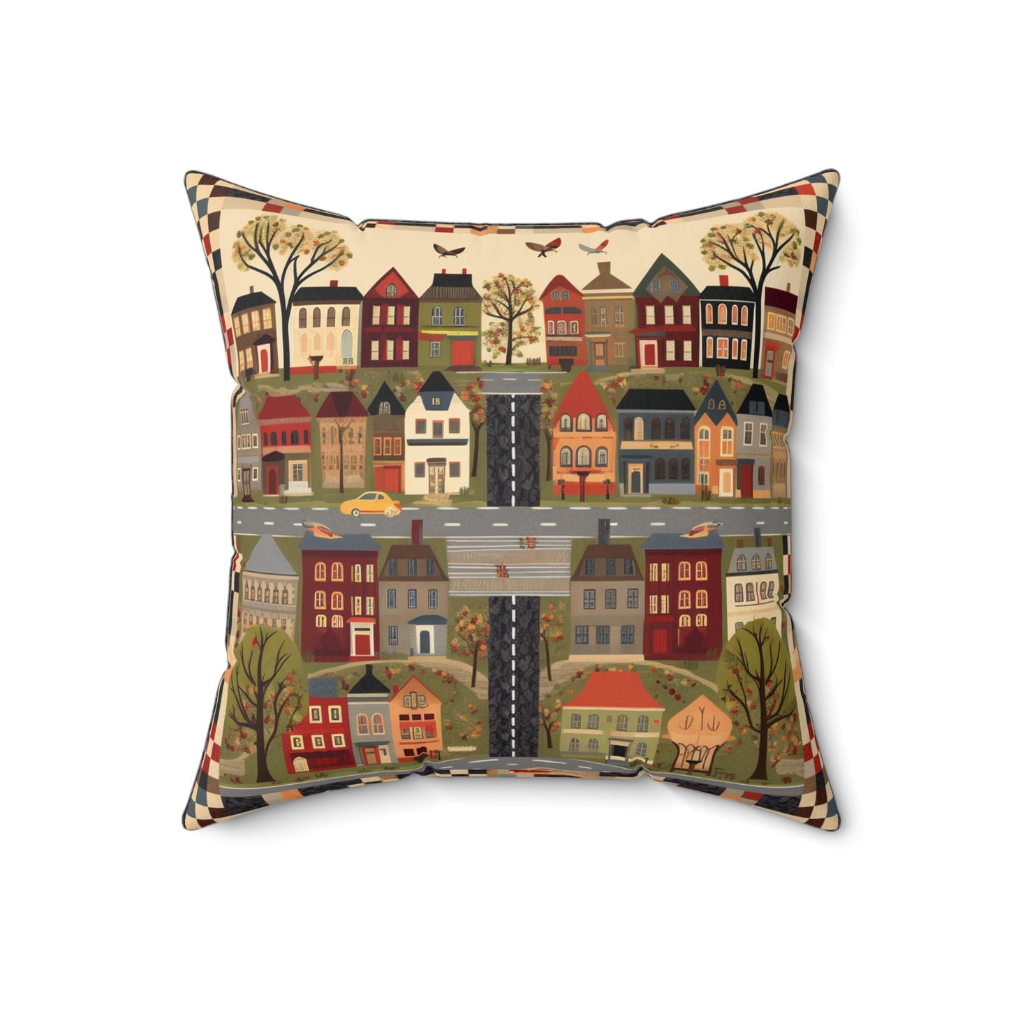 Home Town Quilt Design - Spun Polyester Square Pillow