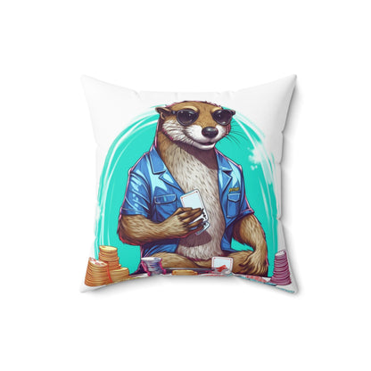 Otter Poker Player Champ Card Holder Graphic Spun Polyester Square Pillow