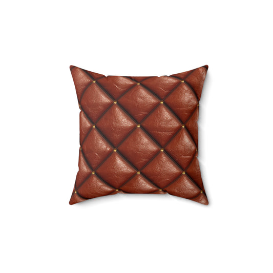 Brown Leather Cognac Pattern Rugged Durable Design Style - Spun Polyester Square Pillow