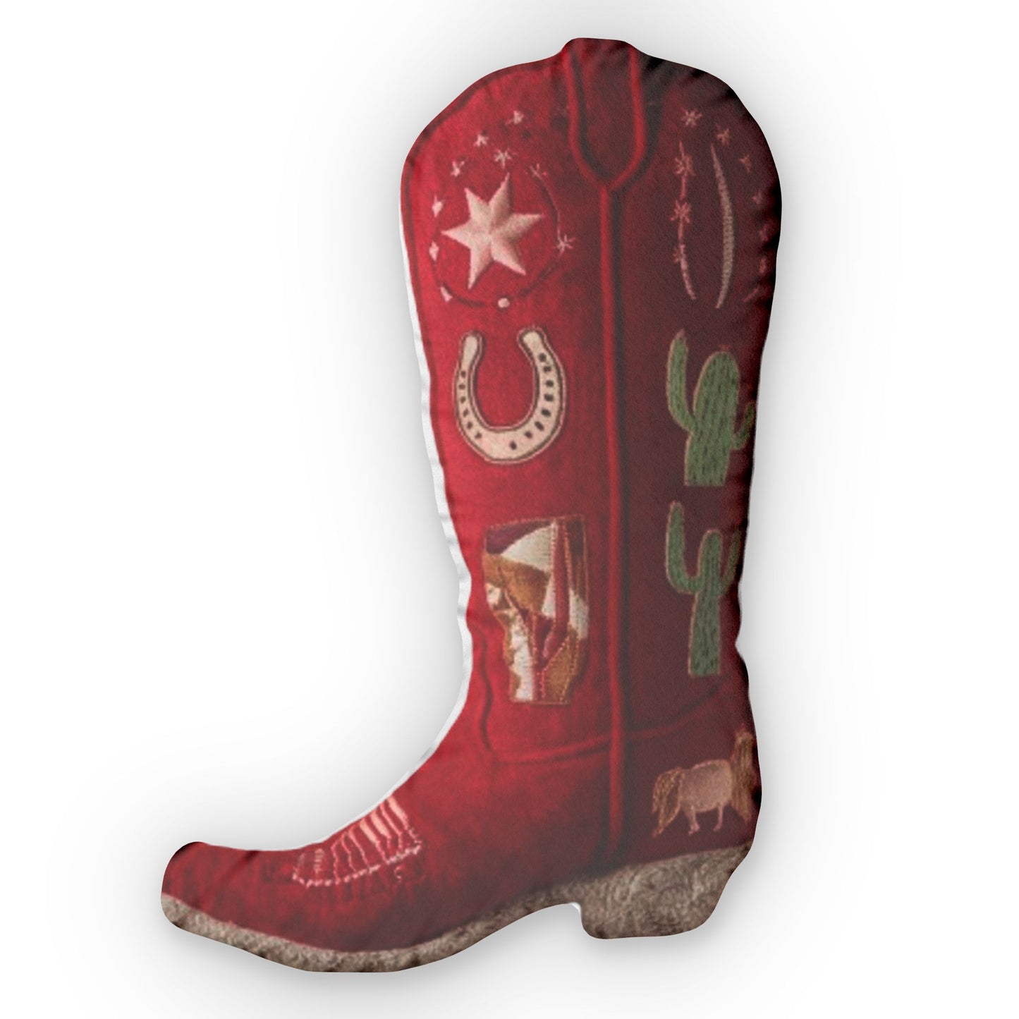 Knee High Boot, Embroidery Red Western, Shaped Pillow