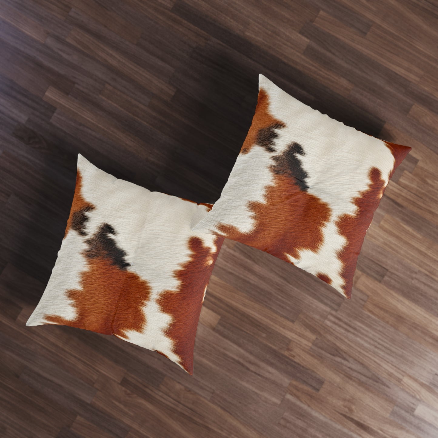 Hair Cowhide Leather Natural Design Tough Durable Rugged Style - Tufted Floor Pillow, Square