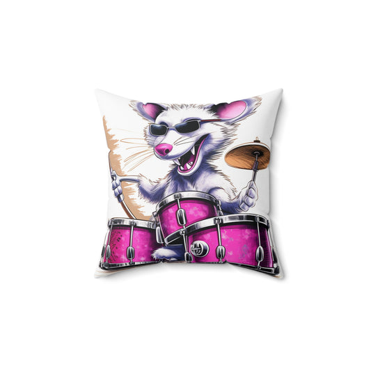 Opossum Drum Band Furry Animal Graphic Anime Spun Polyester Square Pillow