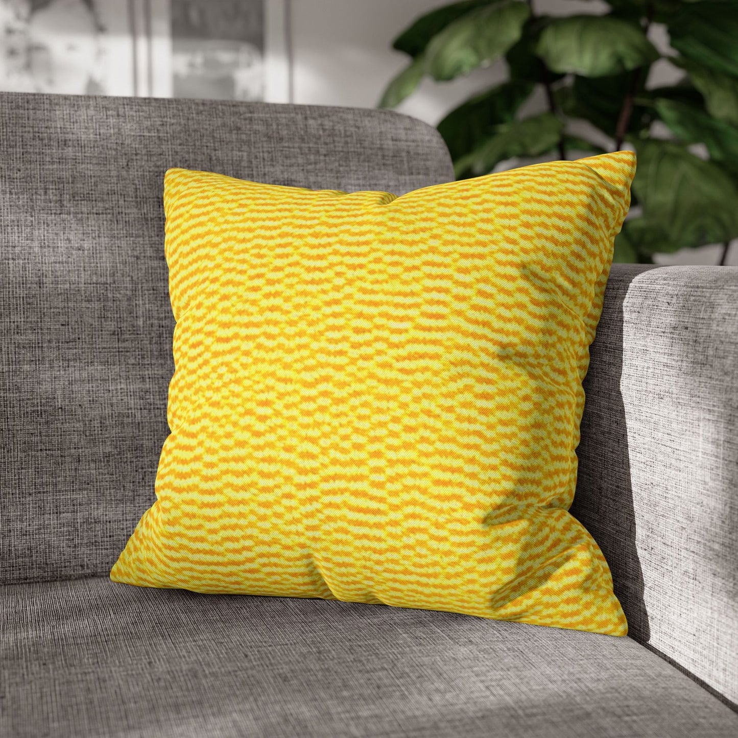 Sunshine Yellow Lemon: Denim-Inspired, Cheerful Fabric - Spun Polyester Square Pillow Case