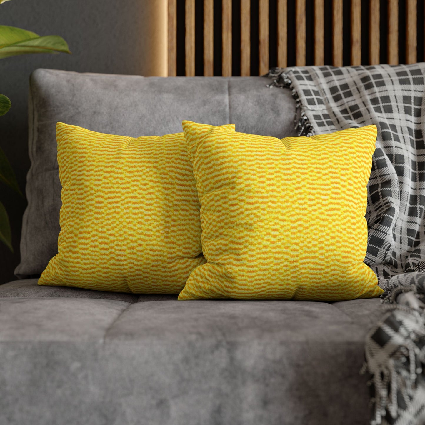 Sunshine Yellow Lemon: Denim-Inspired, Cheerful Fabric - Spun Polyester Square Pillow Case