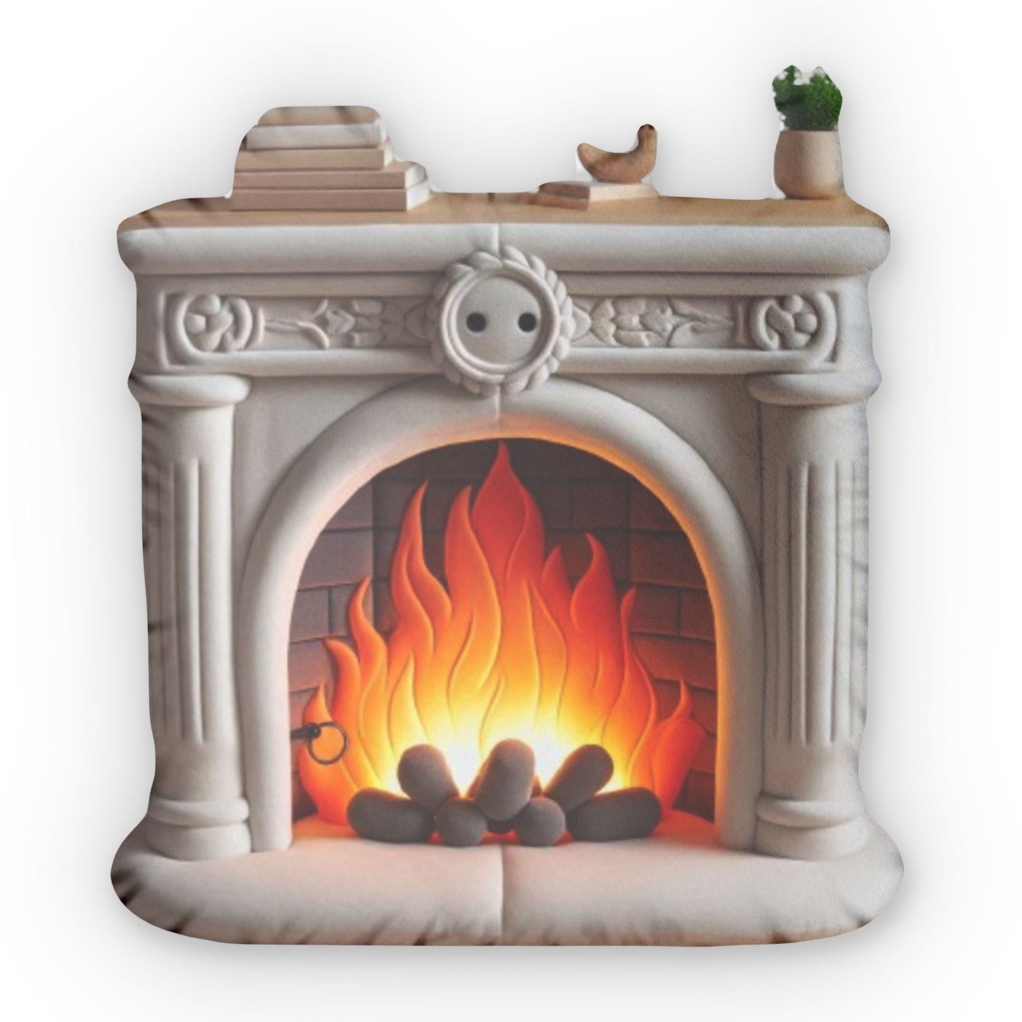 Roman Classic Fireplace, Plush Shaped Pillow