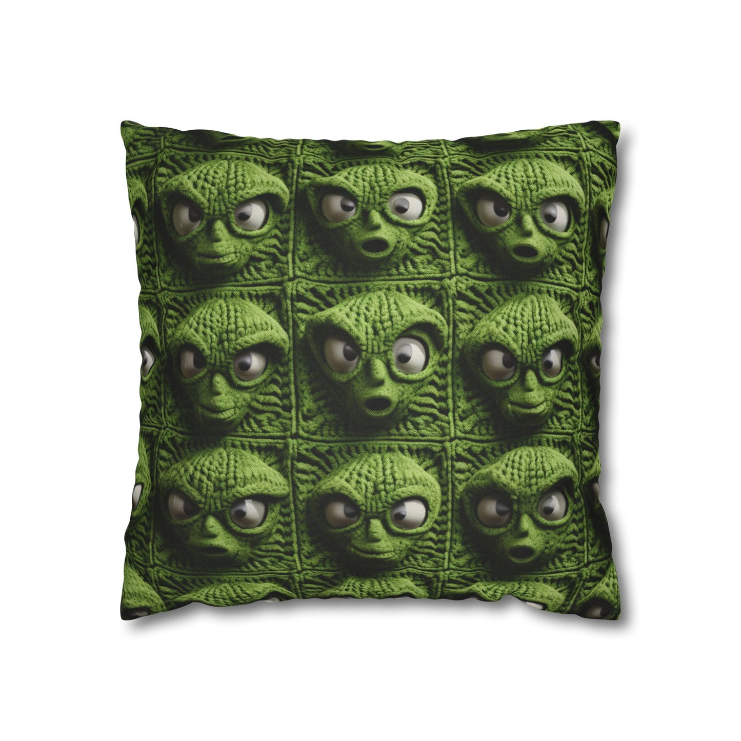 Alien Granny Square Crochet - Galacitc Space Sci fi Fantasy Theme - Spun Polyester Square Pillow Case