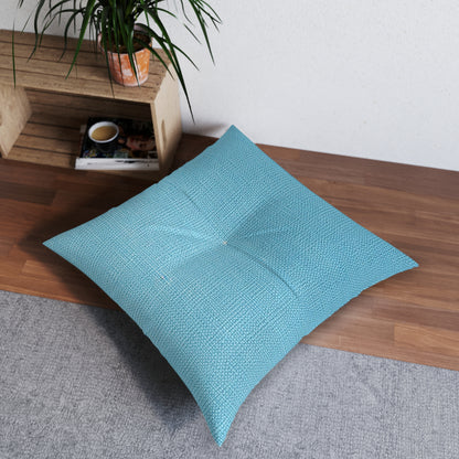 Bright Aqua Teal: Denim-Inspired Refreshing Blue Summer Fabric - Tufted Floor Pillow, Square