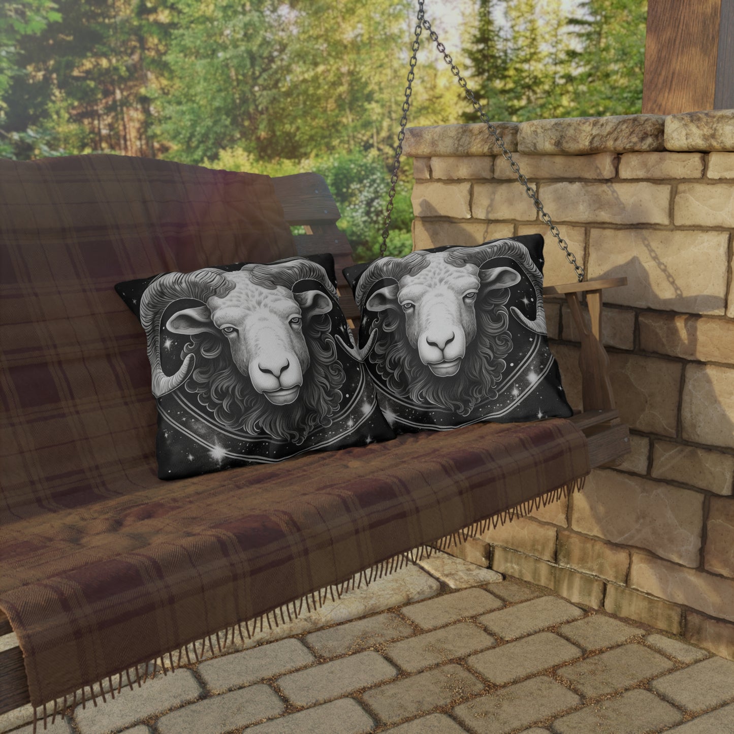 Aries Zodiac UV-Resistant Outdoor Pillow, Water-Resistant, Spun Polyester