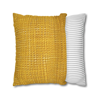 Radiant Sunny Yellow: Denim-Inspired Summer Fabric - Spun Polyester Square Pillow Case