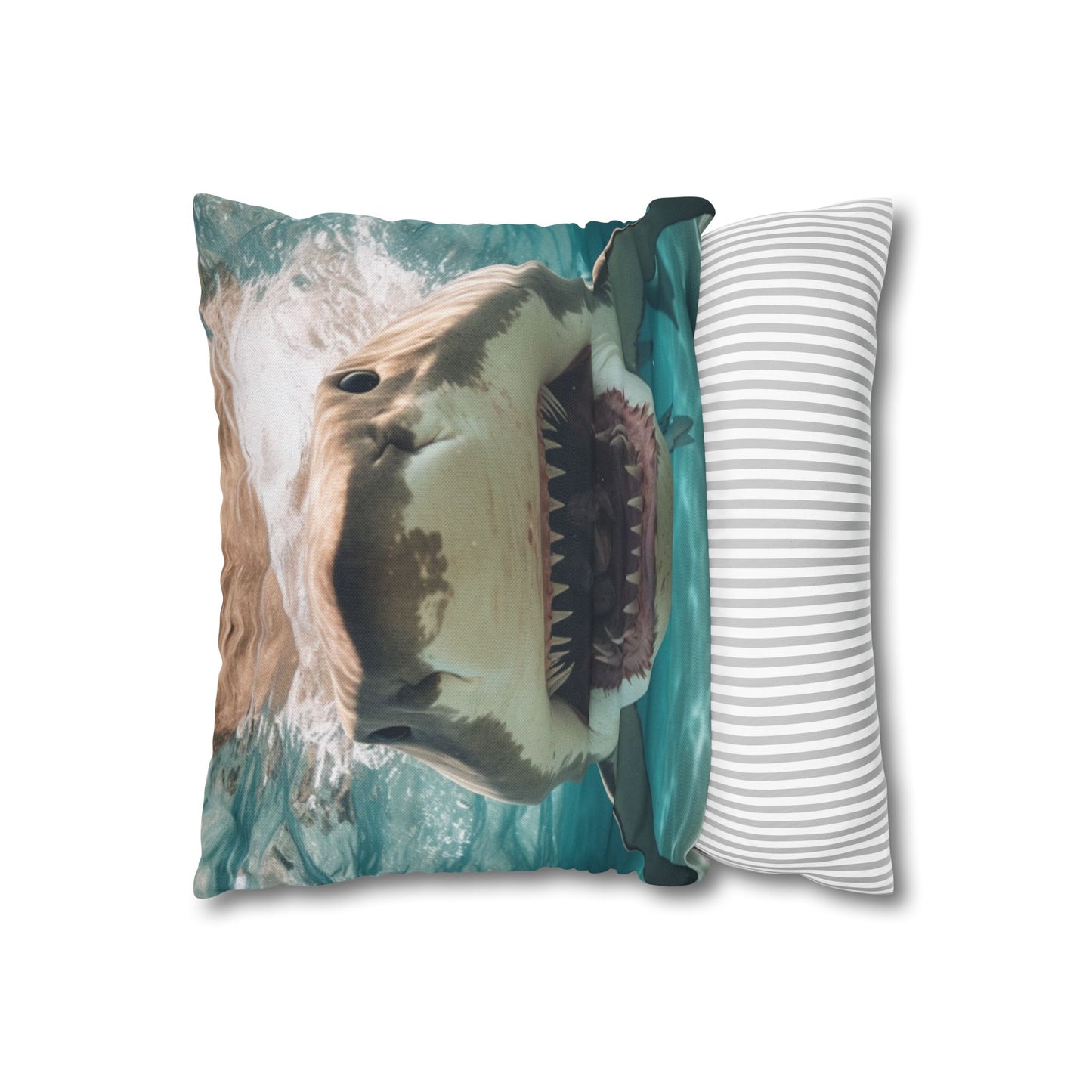 Bull Shark: River Monster Menace - Realistic Dark Water Predator - Spun Polyester Square Pillow Case