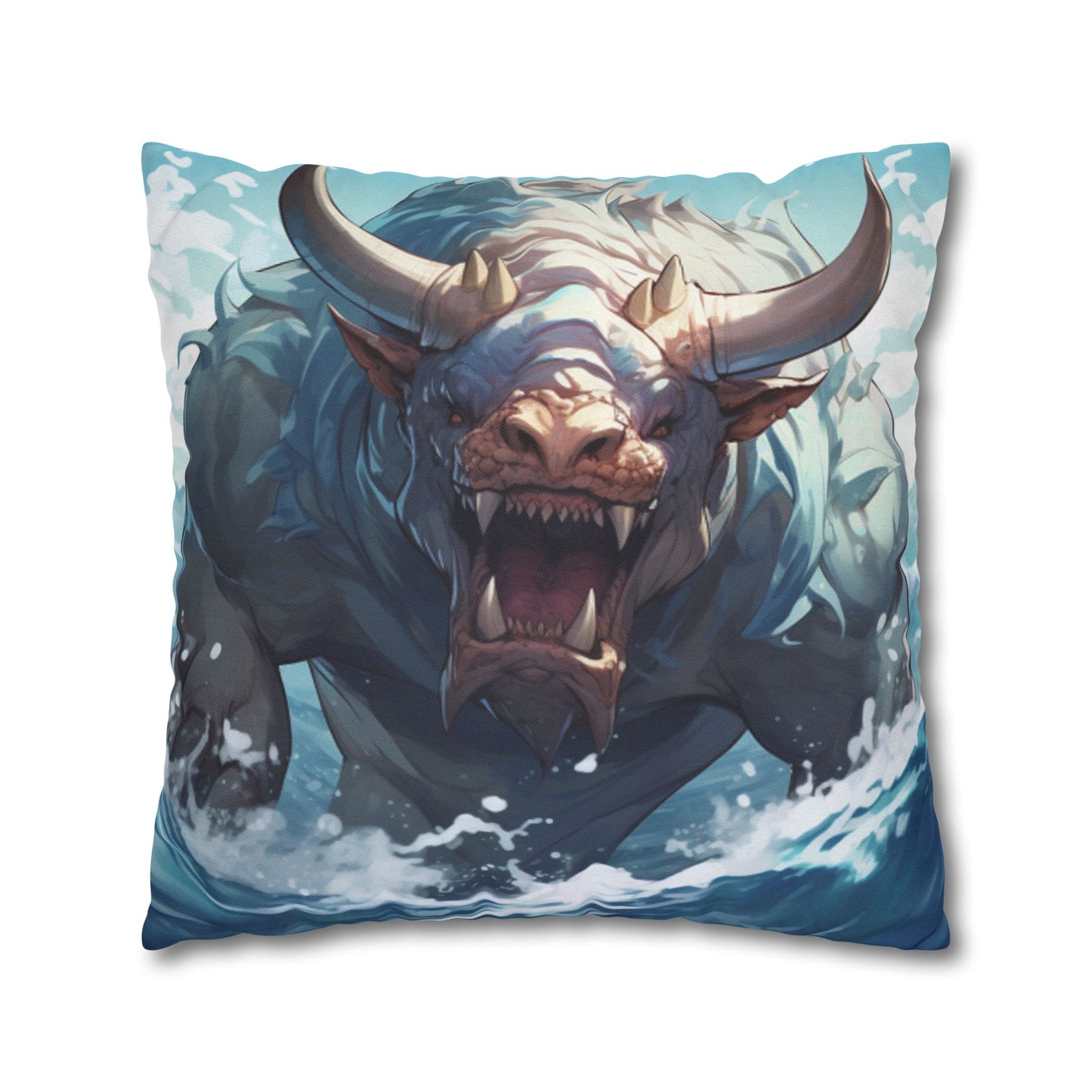 Bull Shark Fusion: Water Fantasy - Hybrid Ocean Marine Animal - Spun Polyester Square Pillow Case