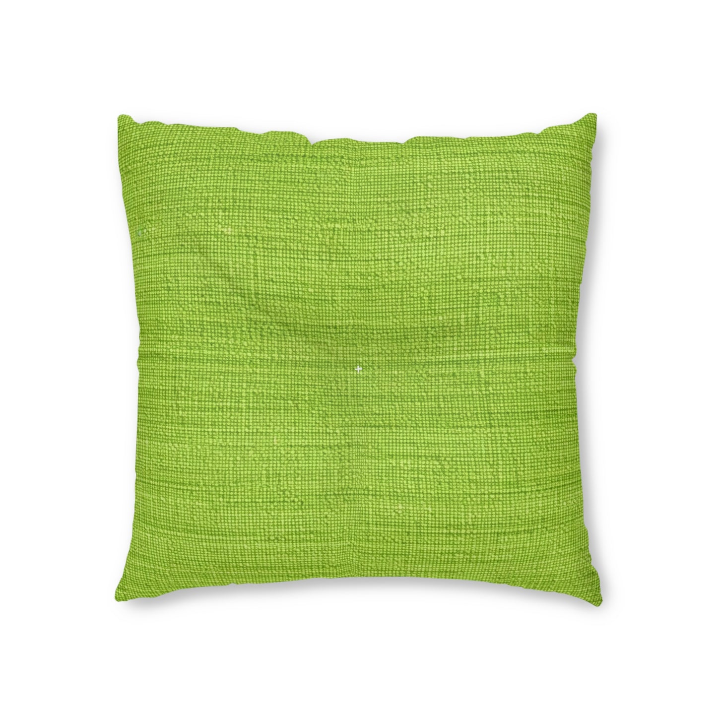 Lush Grass Neon Green: Denim-Inspired, Springtime Fabric Style - Tufted Floor Pillow, Square