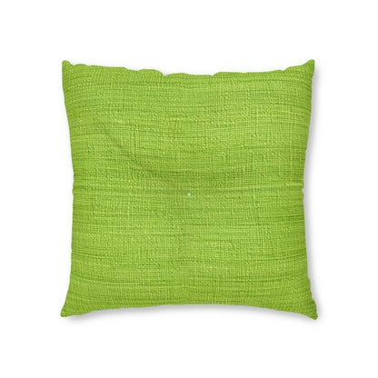 Lush Grass Neon Green: Denim-Inspired, Springtime Fabric Style - Tufted Floor Pillow, Square