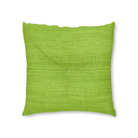 Lush Grass Neon Green: Denim-Inspired, Springtime Fabric Style - Tufted Floor Pillow, Square