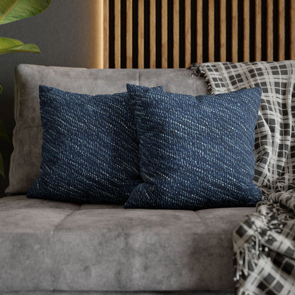 Denim-Inspired Design - Distinct Textured Fabric Pattern - Spun Polyester Square Pillow Case