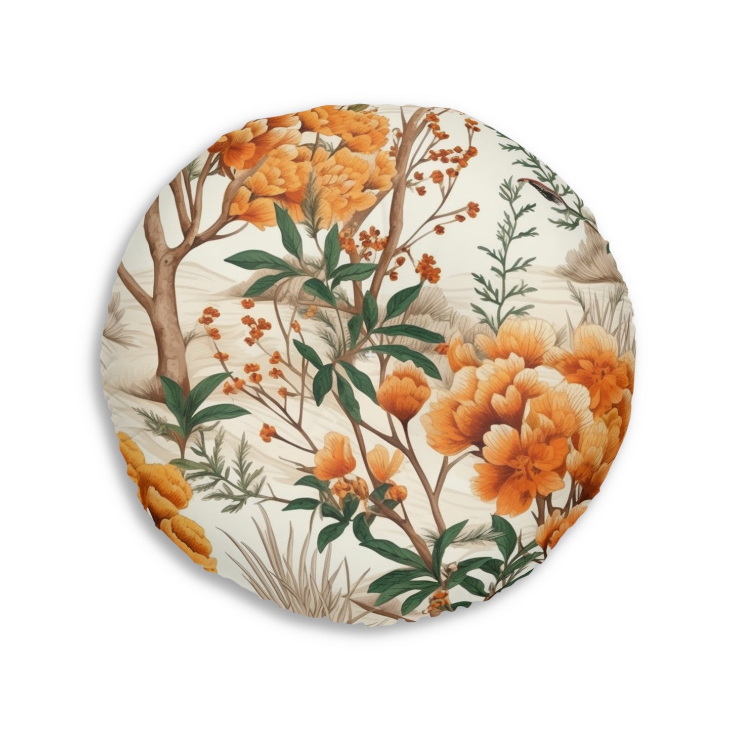 Four Seasons Beauty: Spring, Summer, Autumn & Winter Design Tufted Floor Pillow, Round