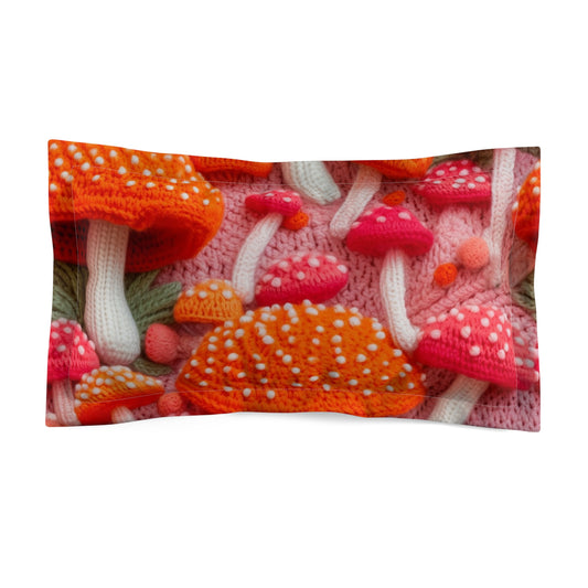 Mushroom Crochet, Enchanted Forest Design, Earthy Fungi. Mystical Magic Woodland, Immerse in Nature - Microfiber Pillow Sham