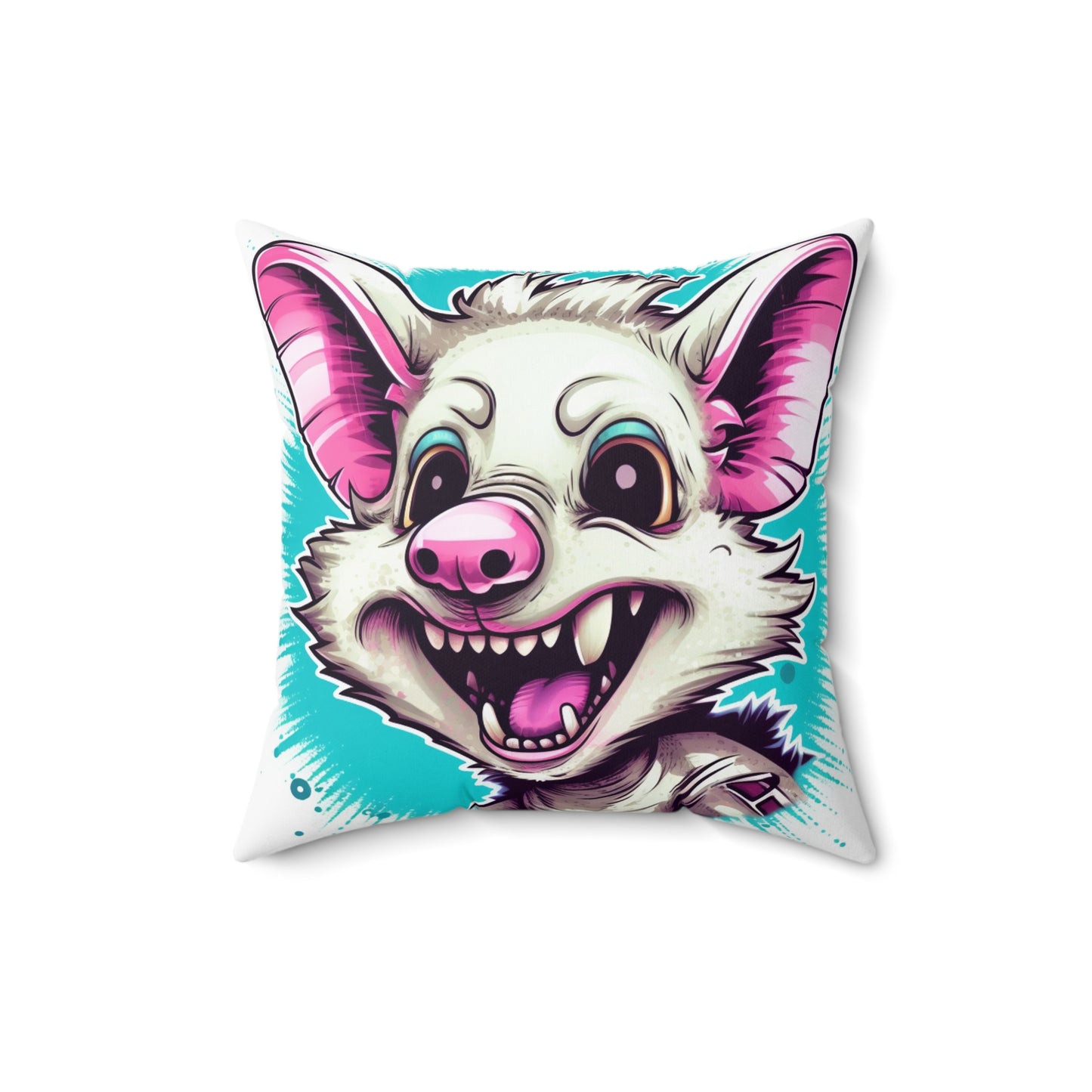 Animated Opossum Retro Anime Fun Graphic Spun Polyester Square Pillow