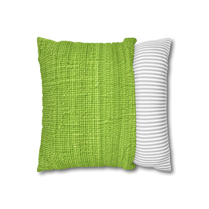 Lush Grass Neon Green: Denim-Inspired, Springtime Fabric Style - Spun Polyester Square Pillow Case